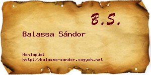 Balassa Sándor névjegykártya